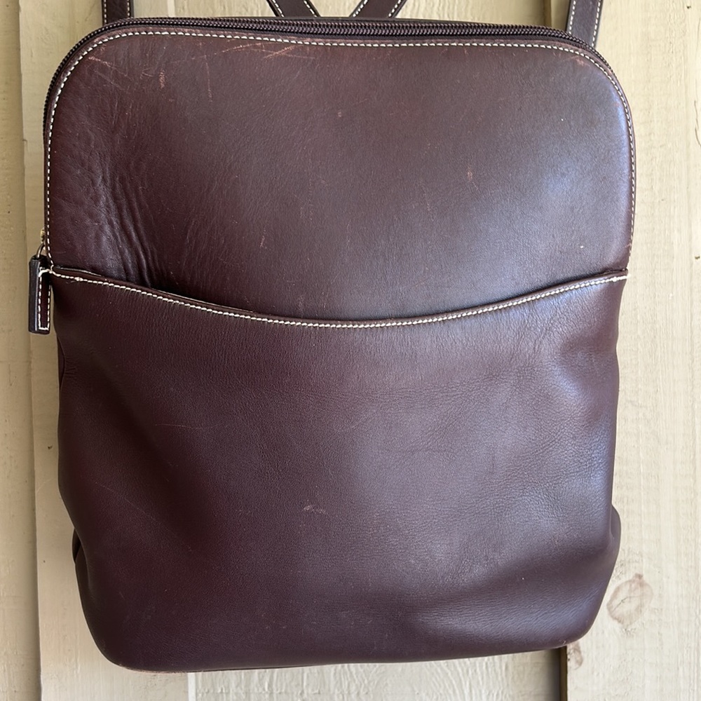 L.L. Bean Dark Brown Leather Backpack - Picture 3 of 15